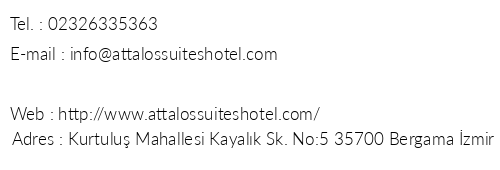 Attalos Suites Hotel telefon numaralar, faks, e-mail, posta adresi ve iletiim bilgileri